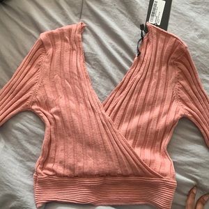 Nasty Gal Cropped Surplice Sweater